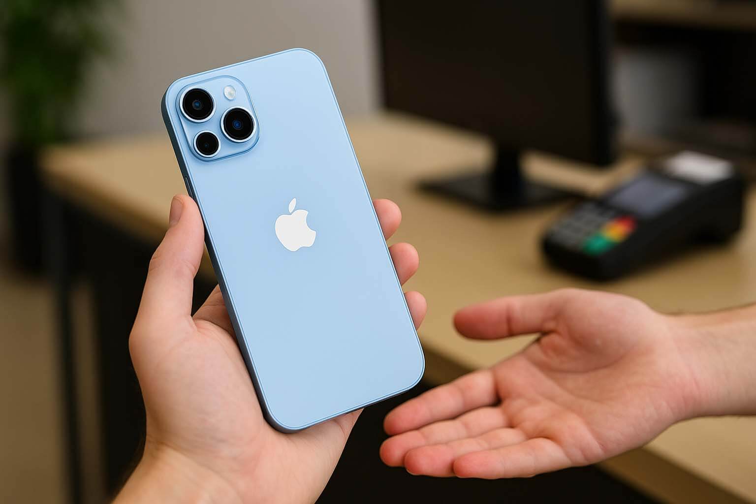 淺藍色 iPhone 17 收購情境圖｜青蘋果3C 現金估價