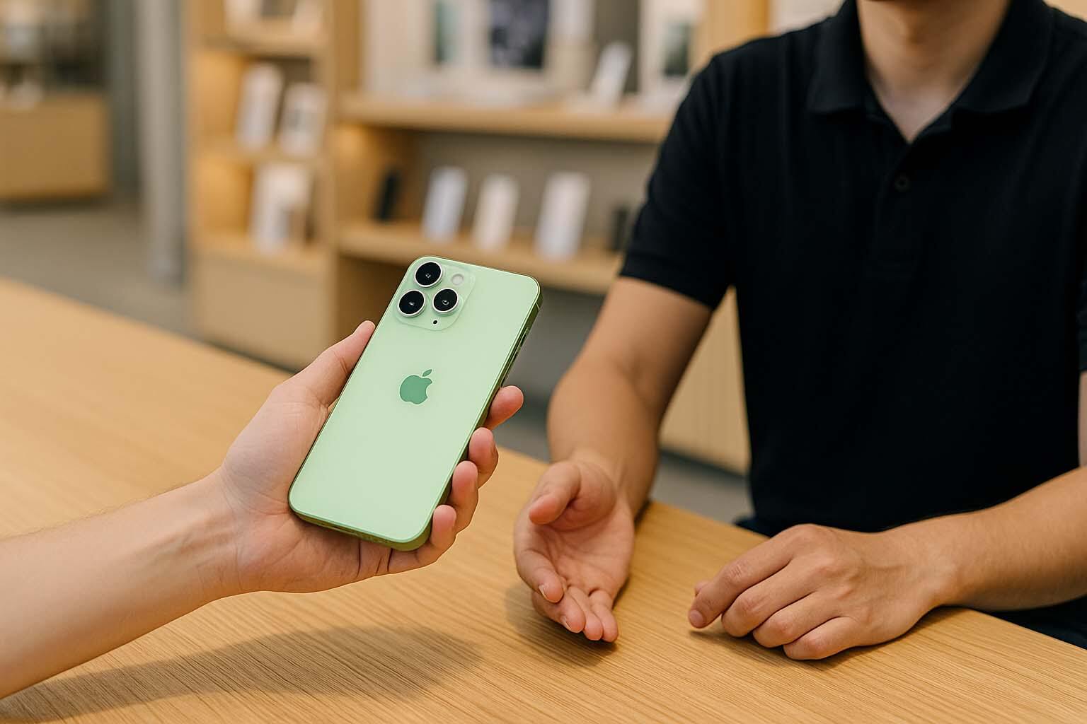 淺綠色 iPhone 17 收購情境圖｜青蘋果3C 現金估價