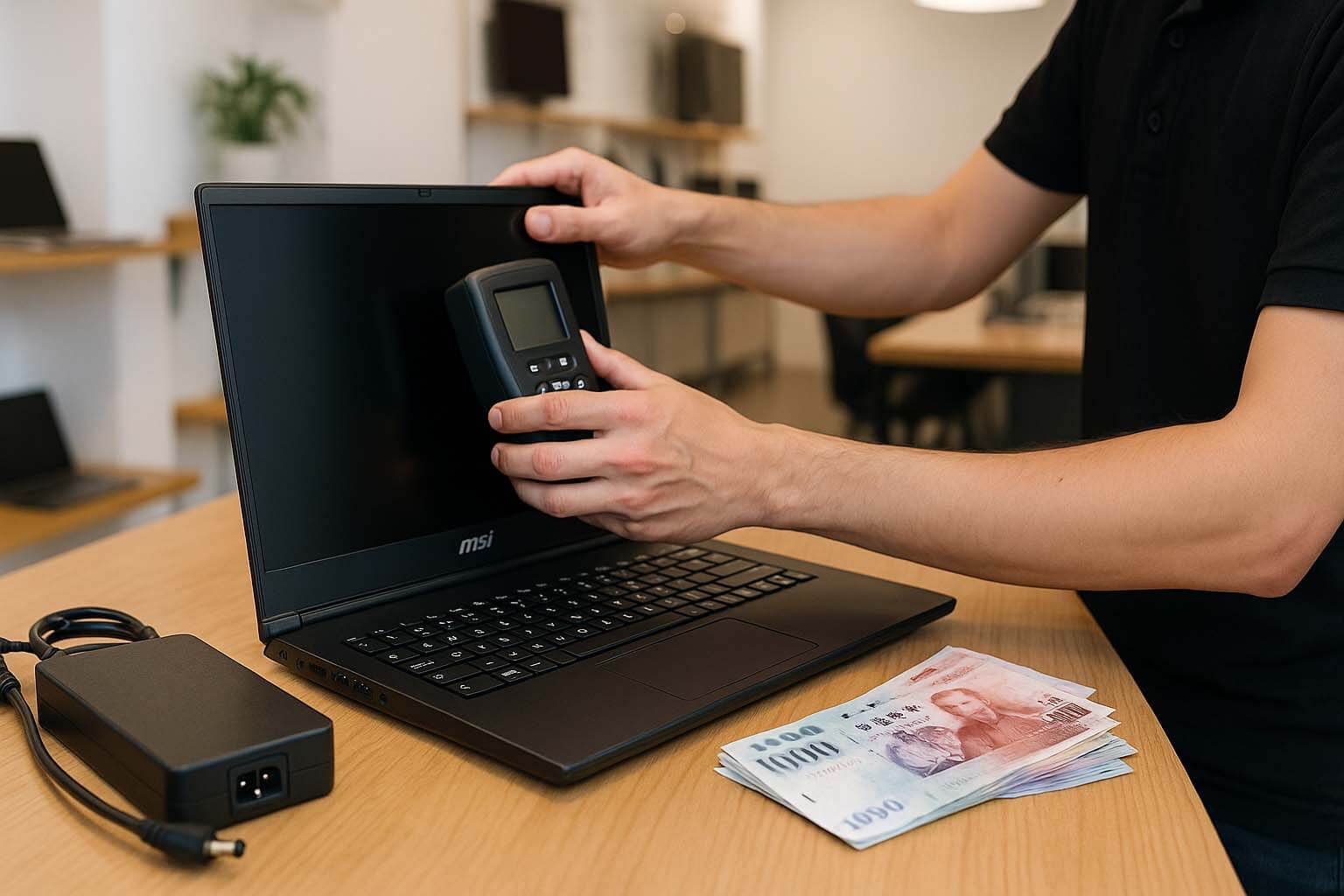 MSI 筆電收購行情怎麼看?帶你了解估價重點與快速換現金秘訣 - 第1張圖 青蘋果3C MSI 筆電收購 現場檢測與現金付款實景圖