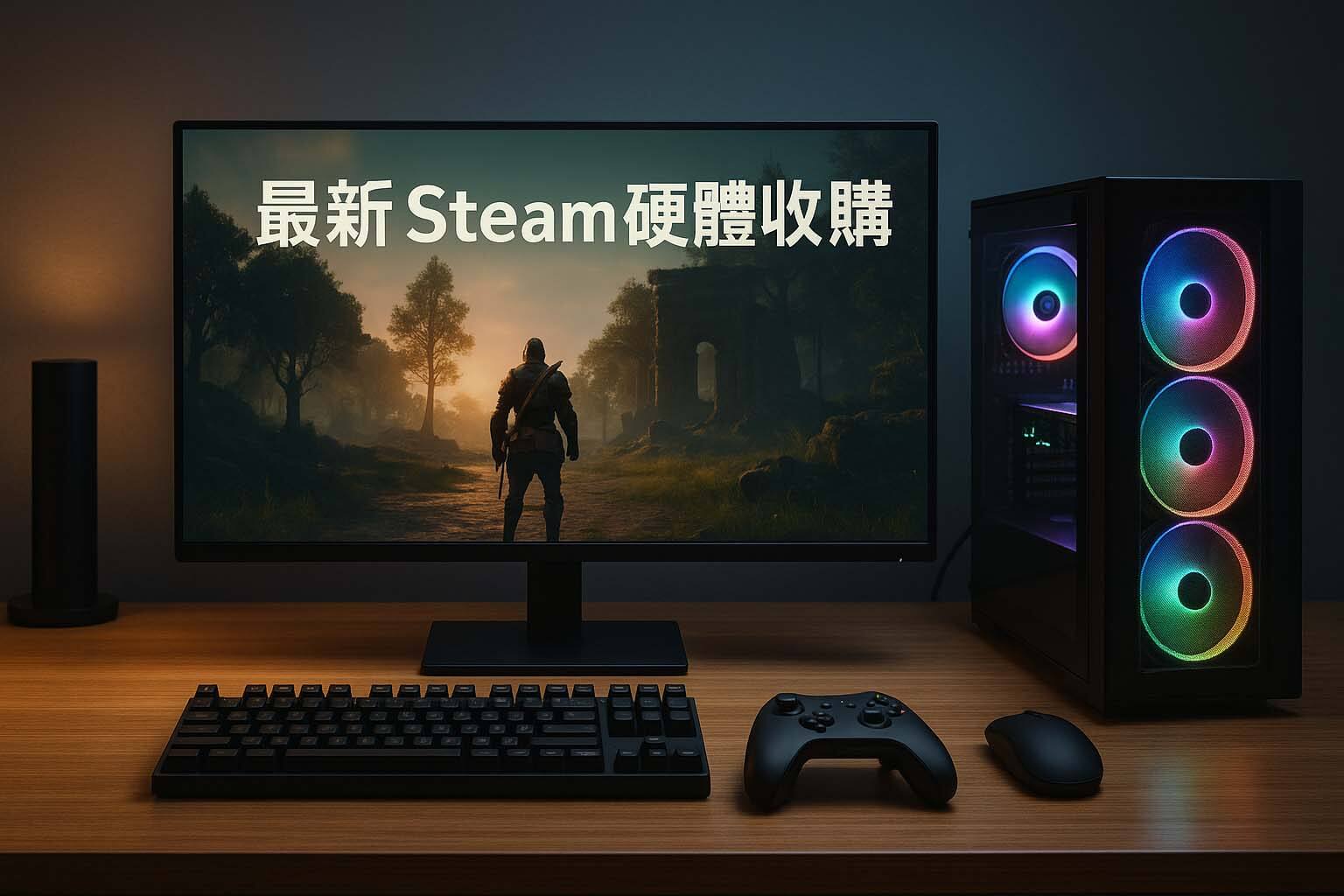 青蘋果3C Steam 遊戲電腦與控制器搭配示意圖