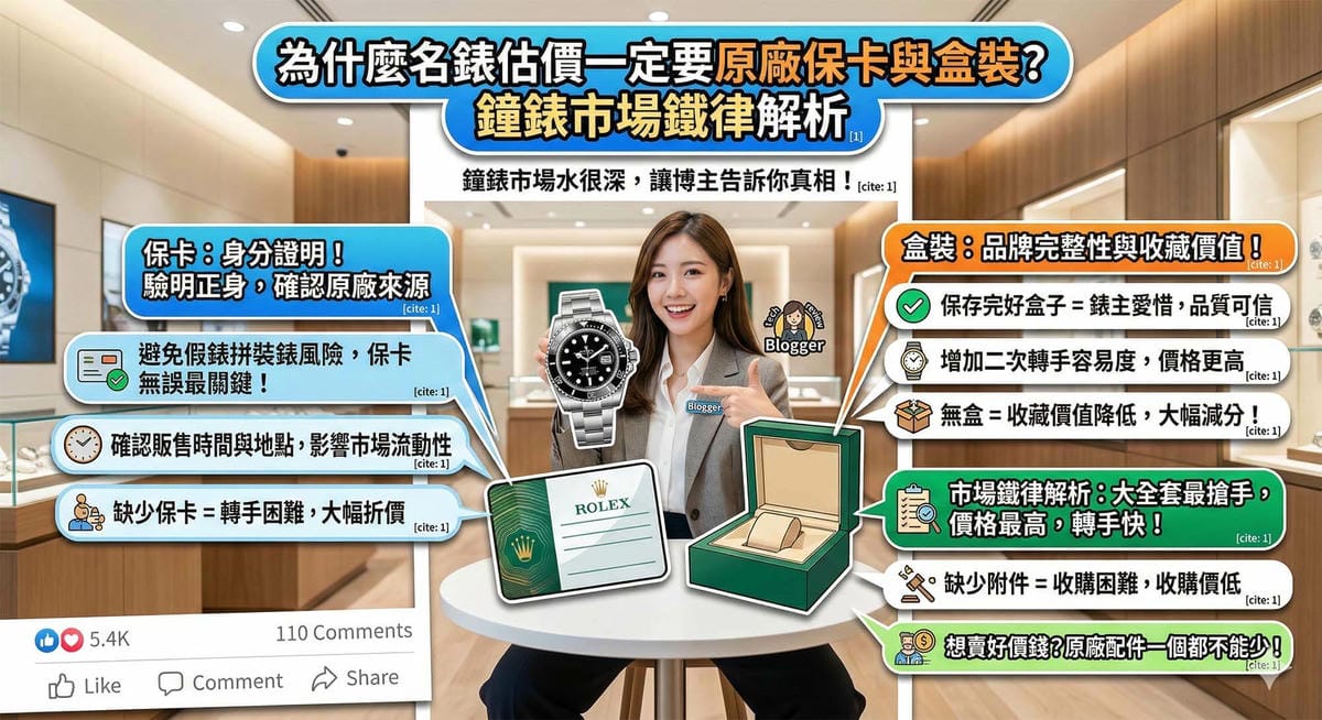 為什麼名錶估價一定要原廠保卡與盒裝？鐘錶市場鐵律解析