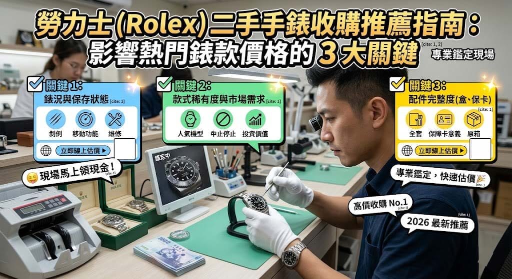 勞力士 (Rolex) 二手手錶收購推薦指南：影響熱門錶款價格的 3 大關鍵