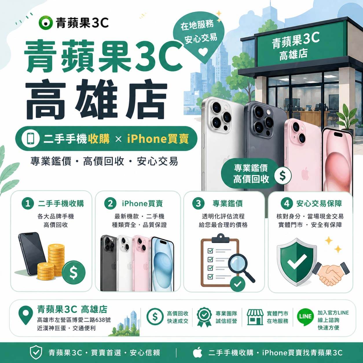 北高雄鄉親參考 PTT 推薦，將二手手機親自帶至左營博愛二路的巨蛋二手 3C 實體門市，進行安全估價與換取現金