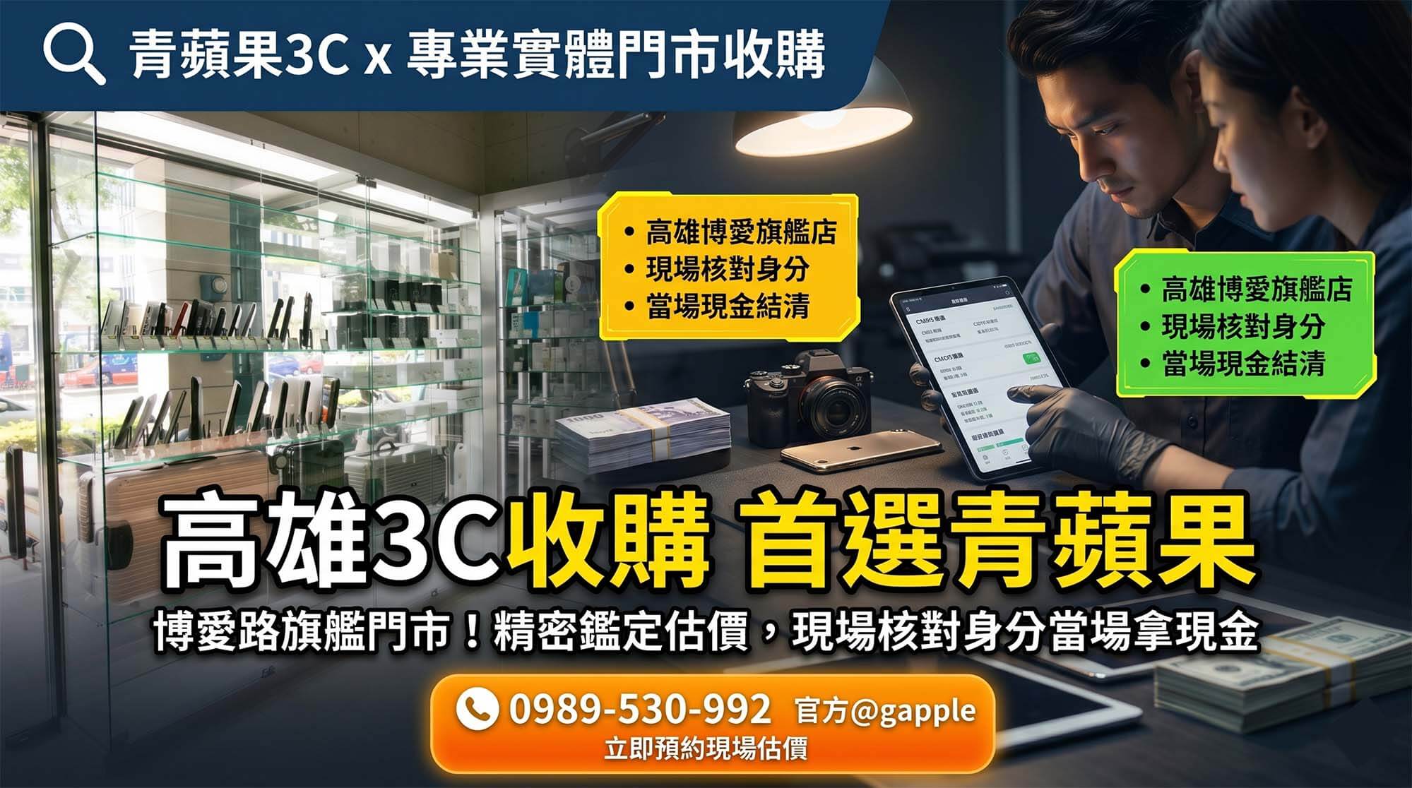 高雄巨蛋商圈 3C 收購首選：青蘋果3C 專業鑑定、舊機換新機的完美捷徑