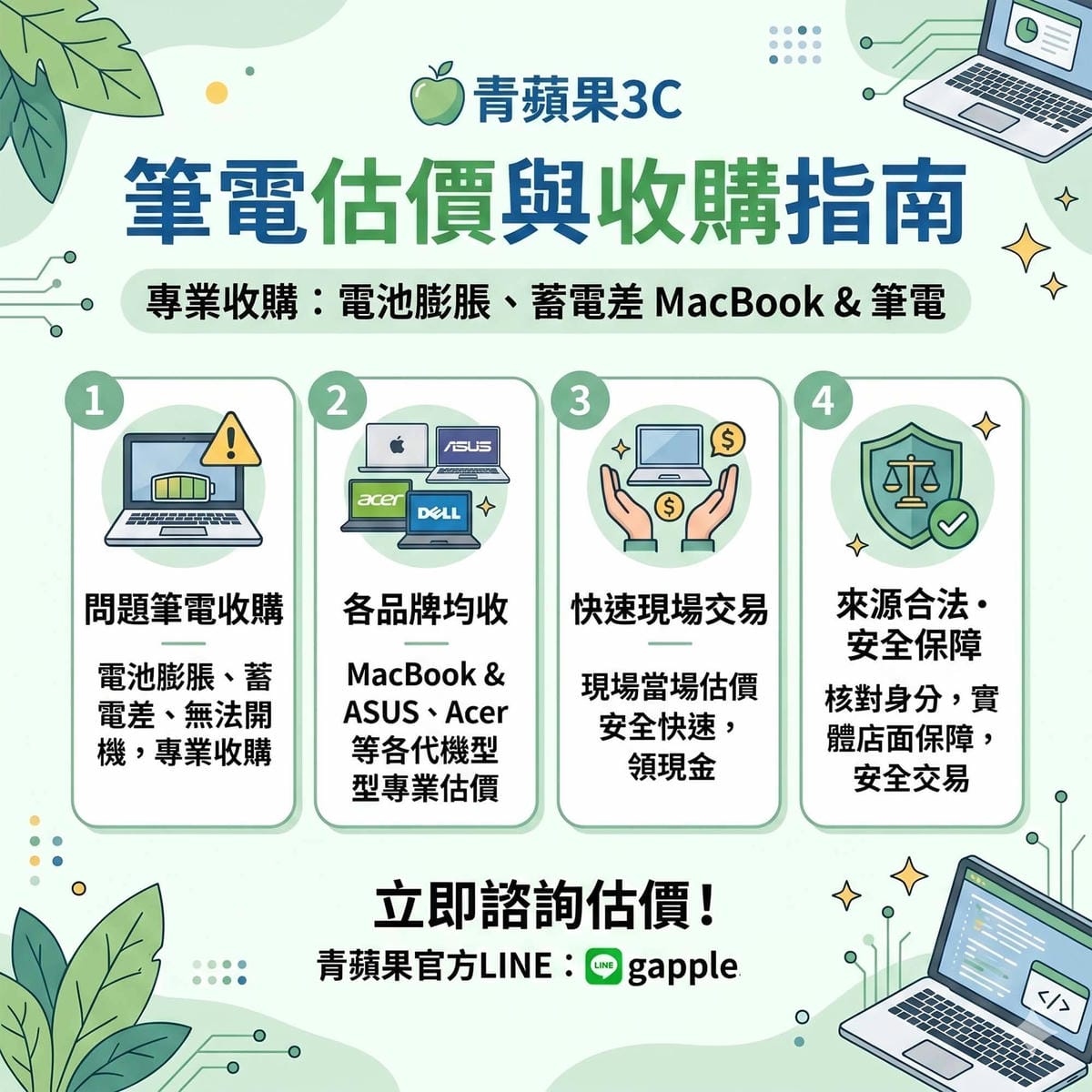 專業職人於具備高科技暗黑質感的實體門市中，嚴謹檢測一台電池輕微膨脹的 MacBook