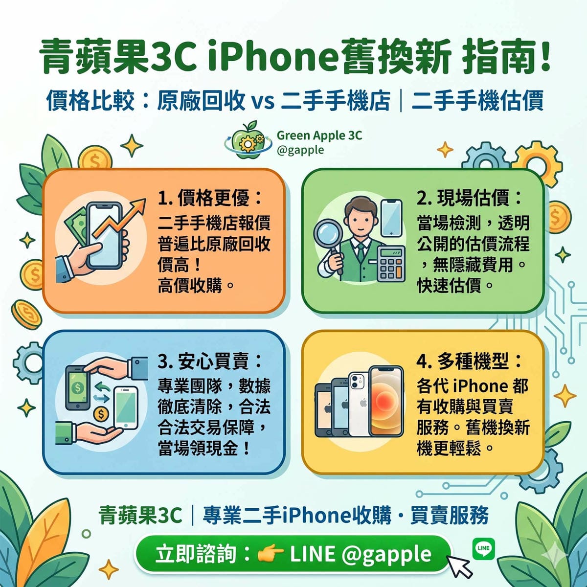 專業職人於具備高科技暗黑質感的實體門市中，向顧客展示二手手機當場領取現金的優勢