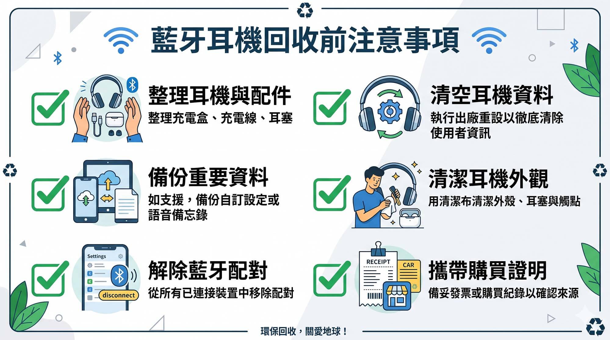 藍牙耳機回收門市完整指南|台中、台南、高雄 AirPods、Sony、Bose 估價說明 - 第4張圖 藍牙耳機回收前注意事項